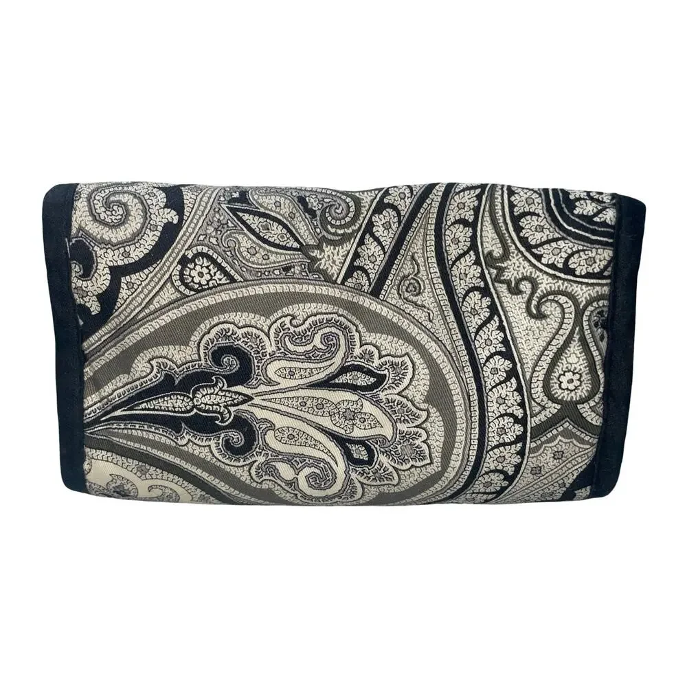 The Curator Jewelry SaQ Travel Case Anti Tarnish Roll Organizer Gray Paisley